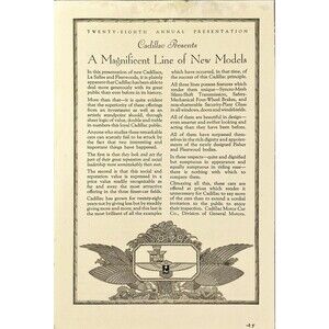 Cadillac "Presents A Magnificent Line of New Modals" Vintage Print Ad 1929